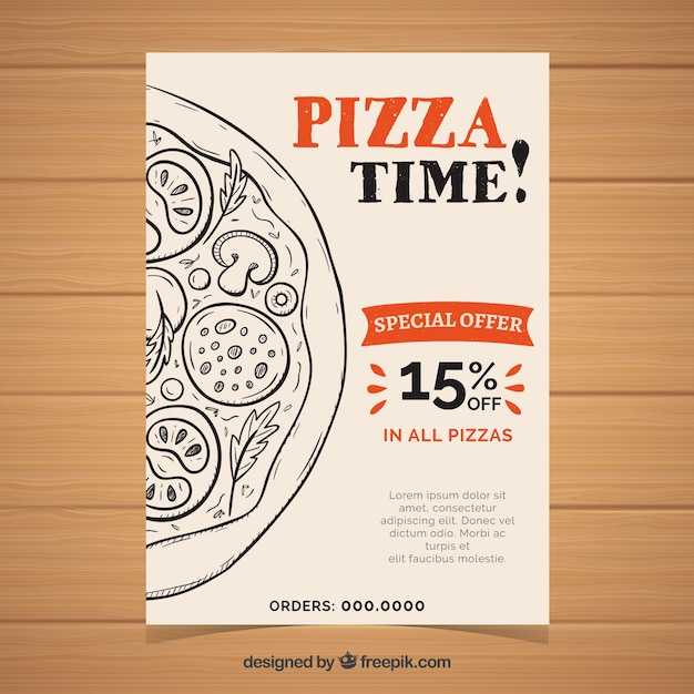 Vettore gratuito brochure pizza vintage con offerta