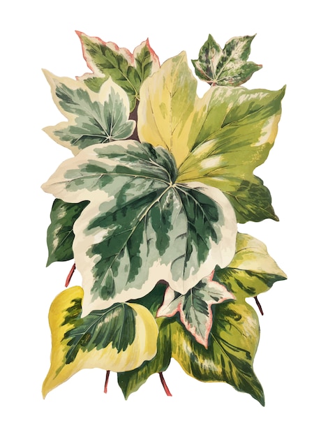 Vettore gratuito illustrazione di foglie e piante d'epoca