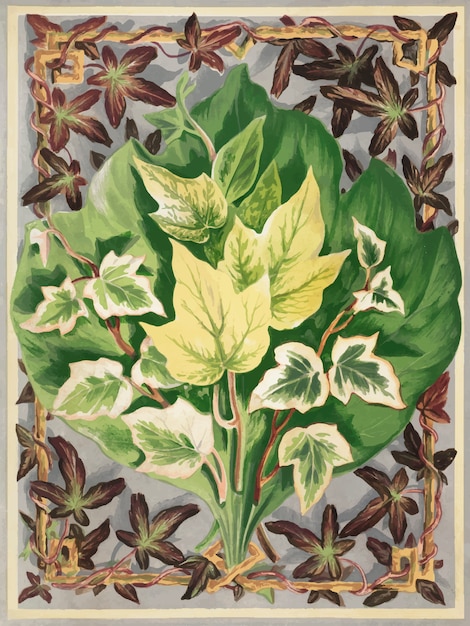 Vintage plants and leaves illustration