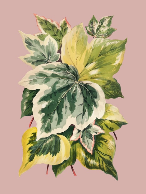 Free vector vintage plants and leaves illustration