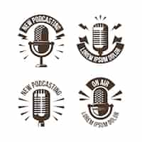 Vettore gratuito collezione di logo podcast vintage