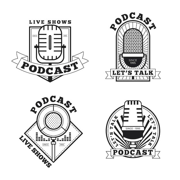 Vintage podcast logo pack