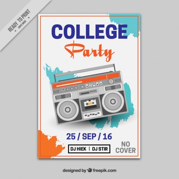 Free vector vintage poster for a college party