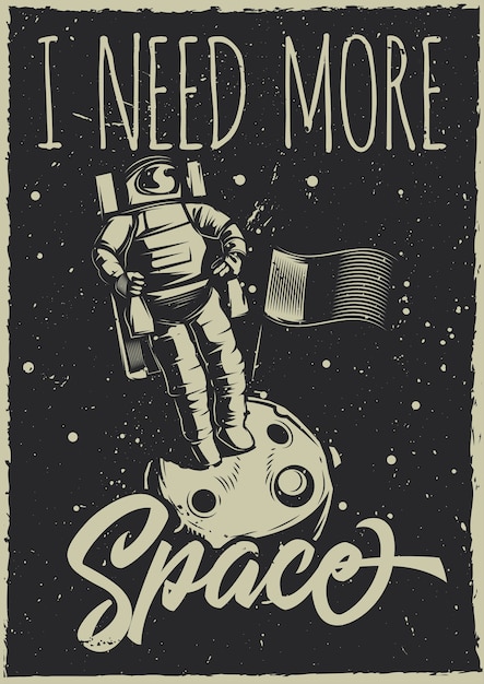 Vintage Poster Design with Moon-Rover and Planet | Free Download