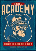 Free vector vintage poster with illustration of a policeman