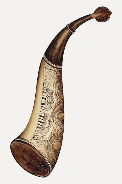 Vintage powder horn illustration vector, remixed from the artwork by William McAuley