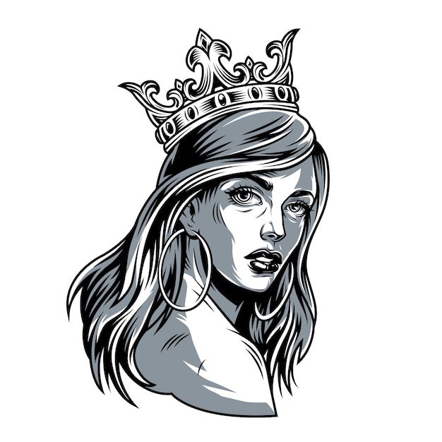 Free vector vintage pretty woman in crown