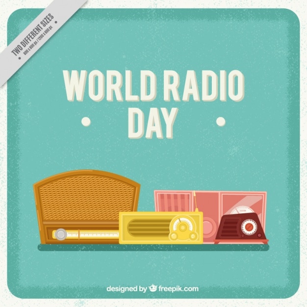 Vettore gratuito vintage radio day background nel design piatto