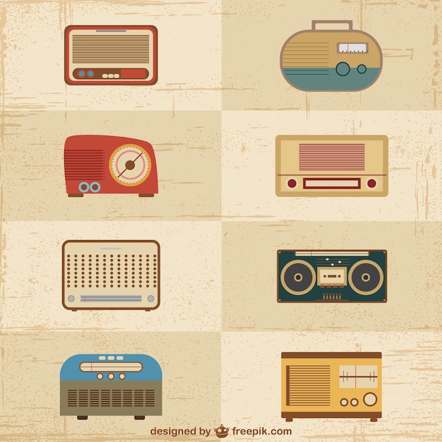 Vettore gratuito vettori set vintage radio