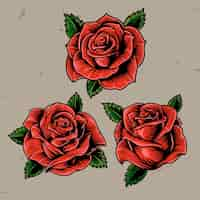 Free vector vintage red blooming roses concept