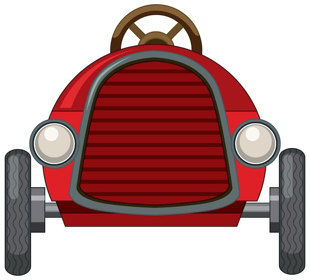 Vintage red car toy on white background