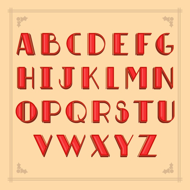 Free vector vintage red christmas alphabetical letters