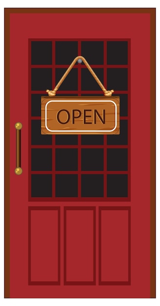 Free vector vintage red door with open sign