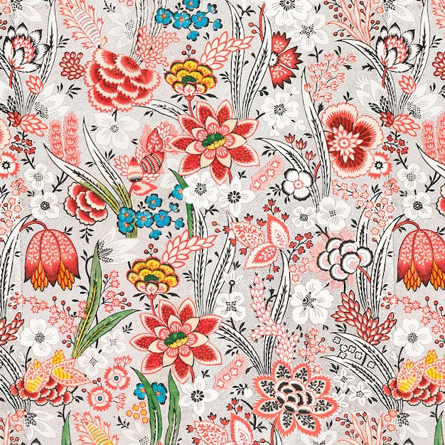Free vector vintage red floral pattern background