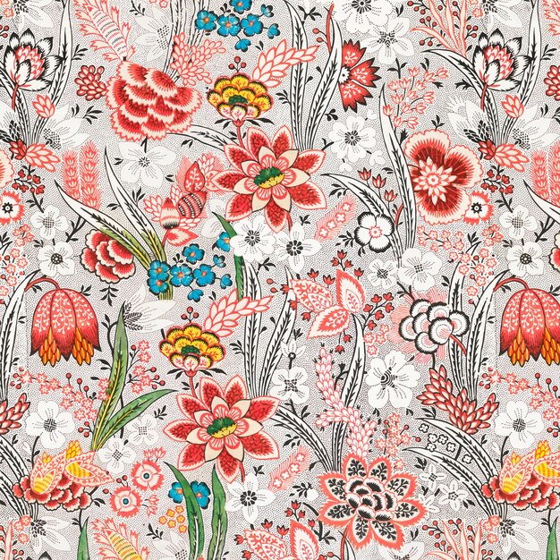 Vintage Red Floral Pattern Background