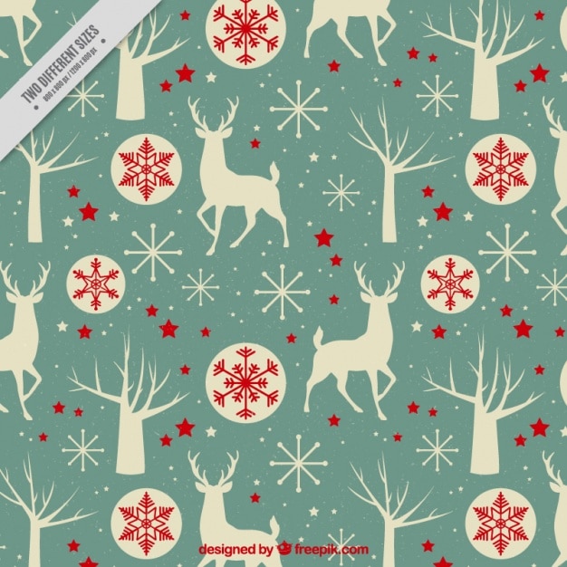 Бесплатное векторное изображение Урожай фон оленей и рождественские шары