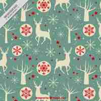 Free vector vintage reindeer background and christmas balls