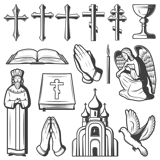 Free vector vintage religious elements collection