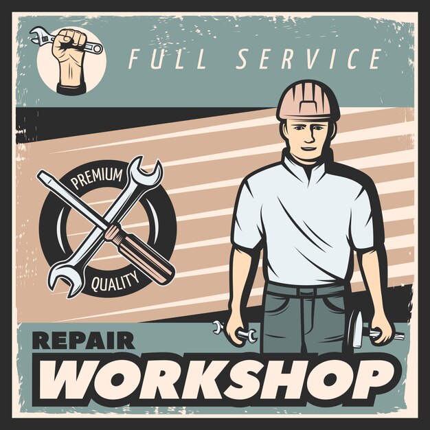 Vintage Repair Workshop Poster