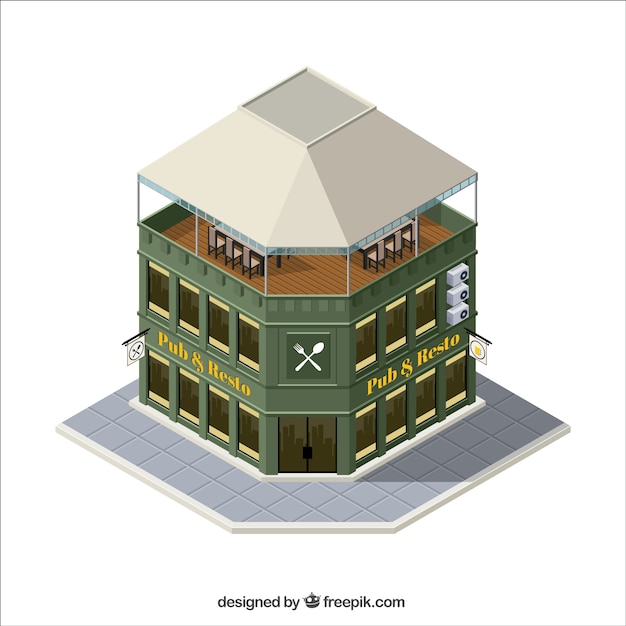 Vintage restaurant in isometric style