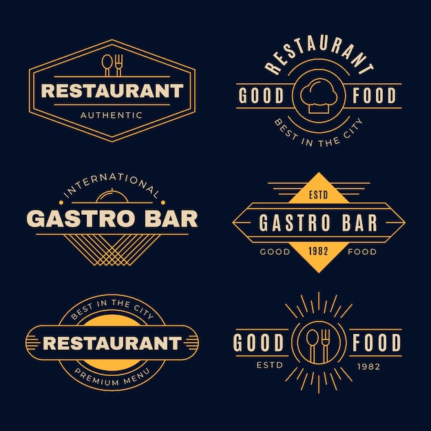 Vettore gratuito logo ristorante vintage con design dorato