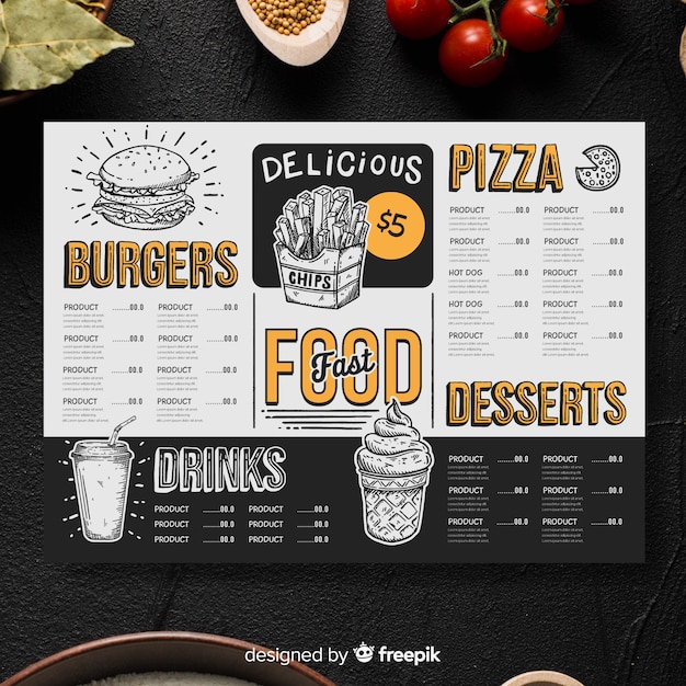 Vintage restaurant menu template