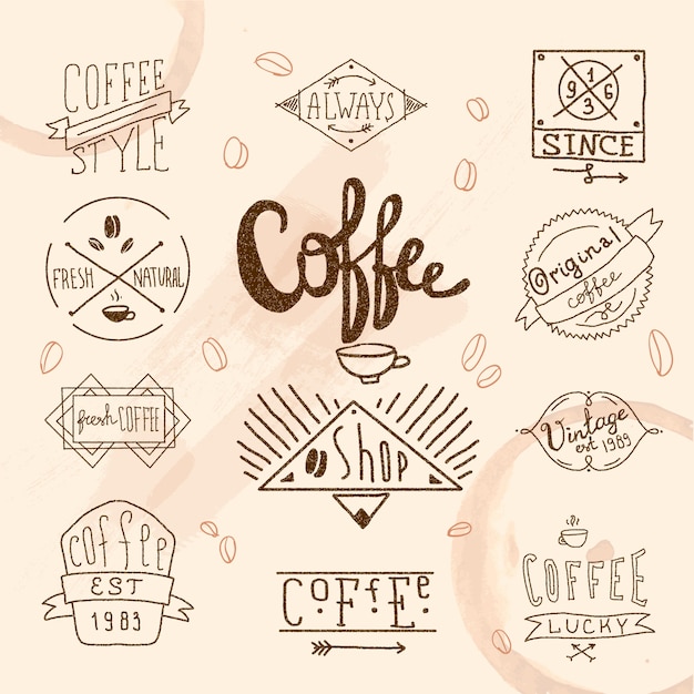 Free vector vintage retro coffee label set