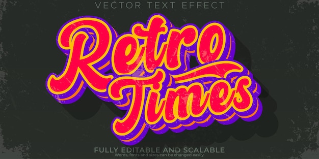 Free vector vintage retro text effect editable 80s and old text style