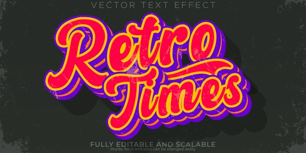 Vintage retro text effect editable 80s and old text style