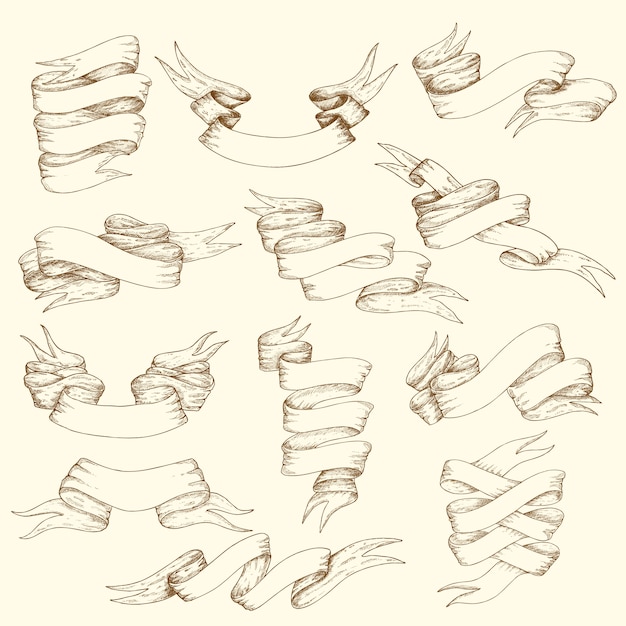 Бесплатное векторное изображение Коллекция старинных лент