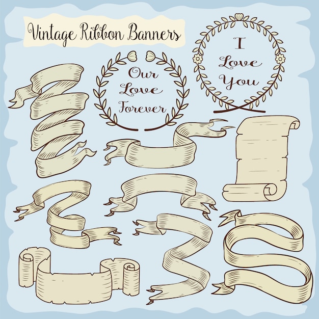 Free vector vintage ribbons collection