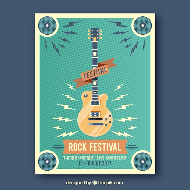 Vettore gratuito vintage rock brochure del festival