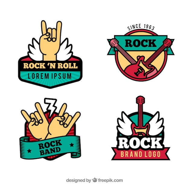 Бесплатное векторное изображение Коллекция vintage rock logo