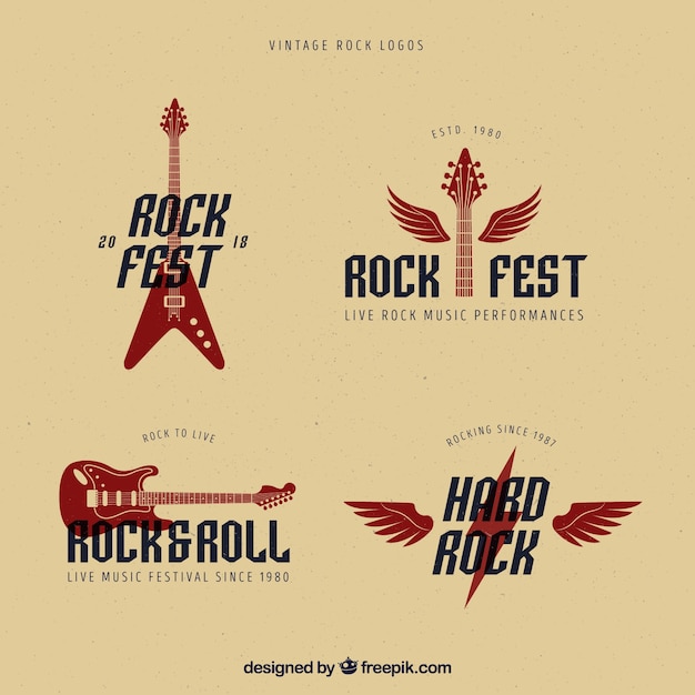 Free vector vintage rock logo collection