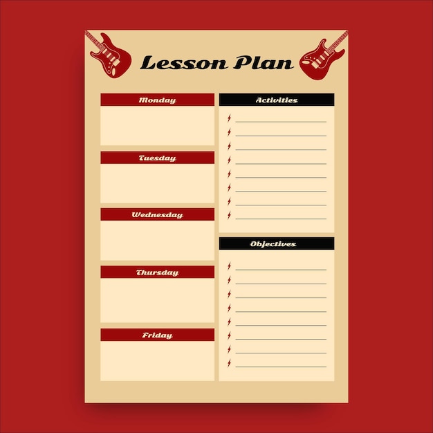 Free vector vintage rock and roll lesson plan