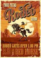 Free vector vintage rodeo advertising poster template