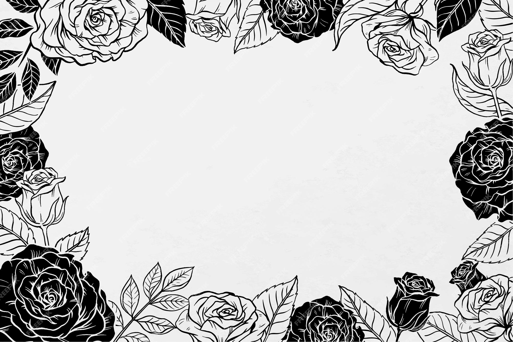 Rose Flowers With Vintage Elements And Borders Royalty Free SVG