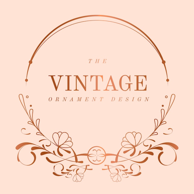 Vintage rose gold art nouveau badge vector