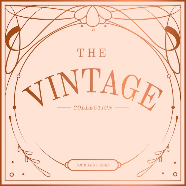 Vintage rose gold art nouveau badge vector