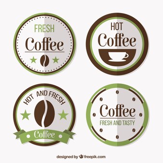 Vintage rounded coffee shop labels pack