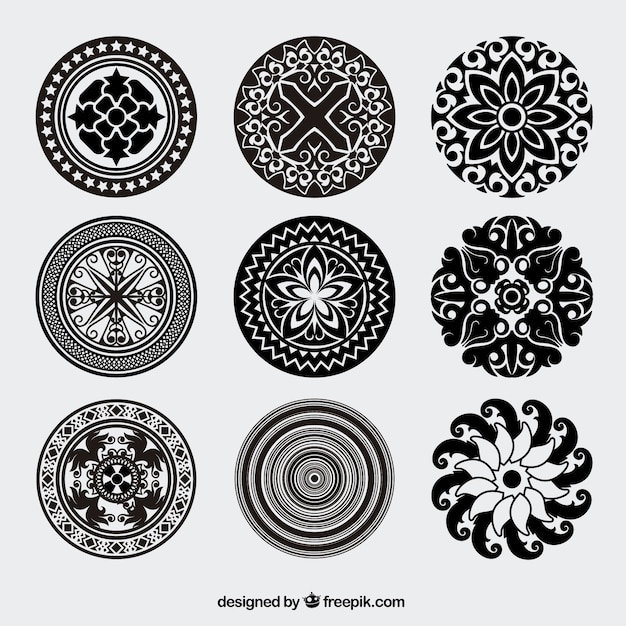 Free vector vintage rounded ornaments