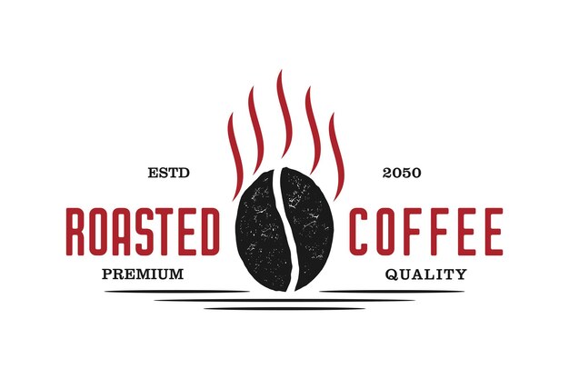 ヴィンテージ素朴なコーヒー豆焙煎機火炎ロゴデザイン