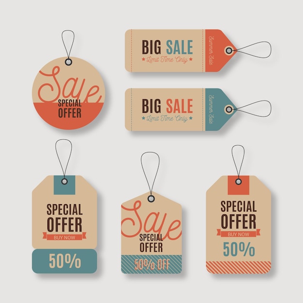 Free vector vintage sale tag collection