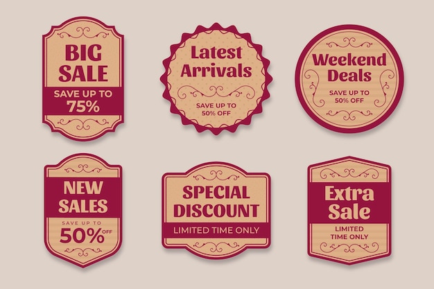 Free vector vintage sale tags collection