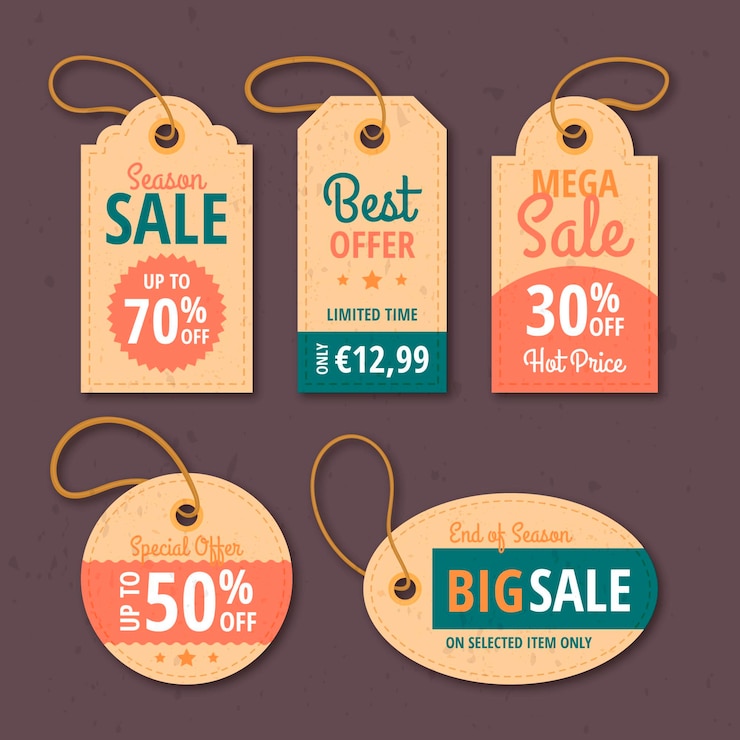 Free Vector vintage sale tags pack