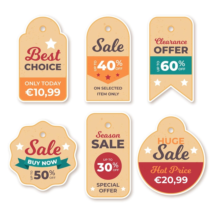 Free Vector vintage sale tags pack