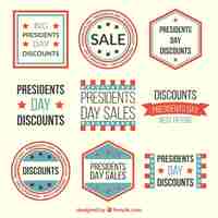 Free vector vintage sales badges presidents day pack