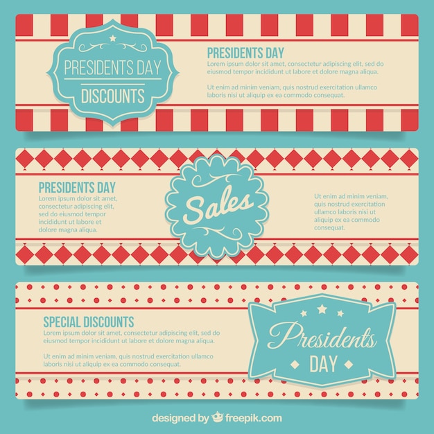 Free vector vintage sales banners president day pack