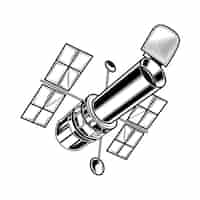 Free vector vintage satellite for research vector illustration. monochrome sticker with artificial satellite.