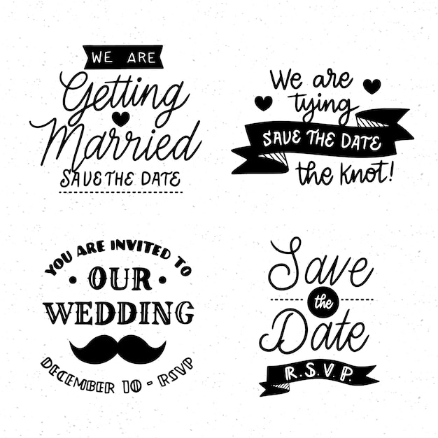 Free vector vintage save the date lettering collection